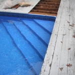 Custom built pool entrance steps staircase