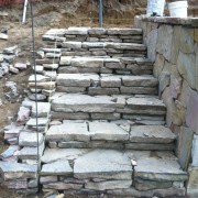 Stacked stone steps in Hampton Bays