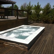 Concrete hot tub spa installation